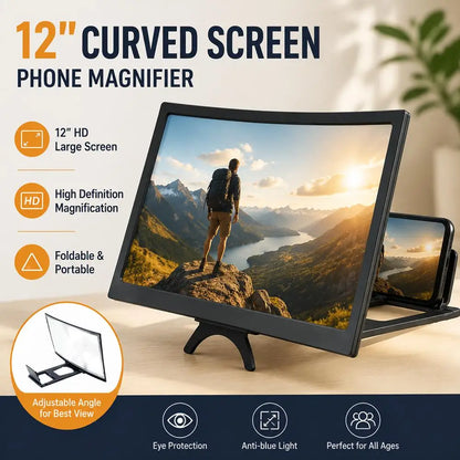 Lupa de Pantalla Curva para Móvil 12 Pulgadas HD – Amplificador Plegable y Portátil con Protección Visual