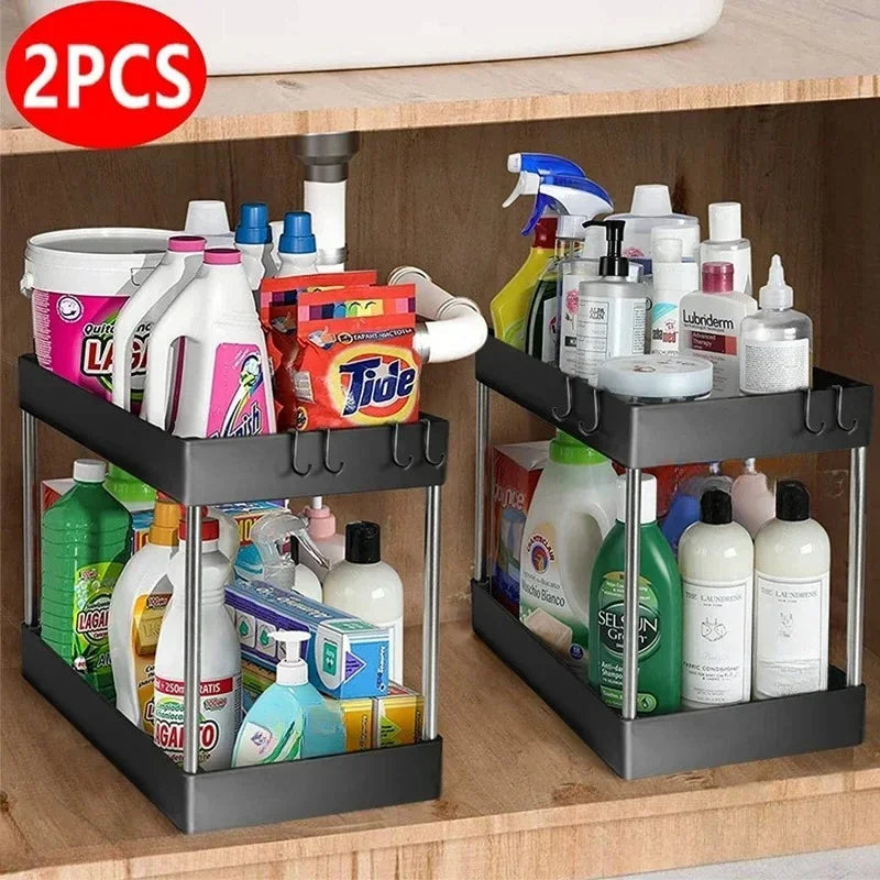 Organizador Bajo la Pileta 2 Niveles con Cajón Múltiple – Cocina y Baño (1 o 2 unidades)