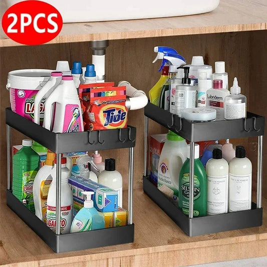 Organizador Bajo la Pileta 2 Niveles con Cajón Múltiple – Cocina y Baño (1 o 2 unidades)