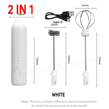 Espumador de Café Eléctrico Mejorado USB Recargable – 3 Velocidades, Batidor y Mezclador Mini