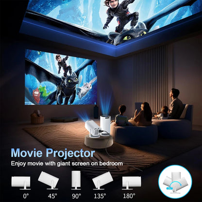 Mini Proyector con WiFi y Bluetooth – Soporte 4K, Android, Portátil para Cine en Casa, Oficina y Gaming