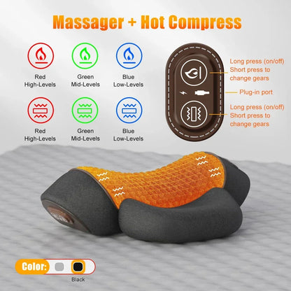 Almohada Masajeadora Cervical Eléctrica con Calor y Vibración – Alivio para Cuello, Espalda y Relajación Muscular