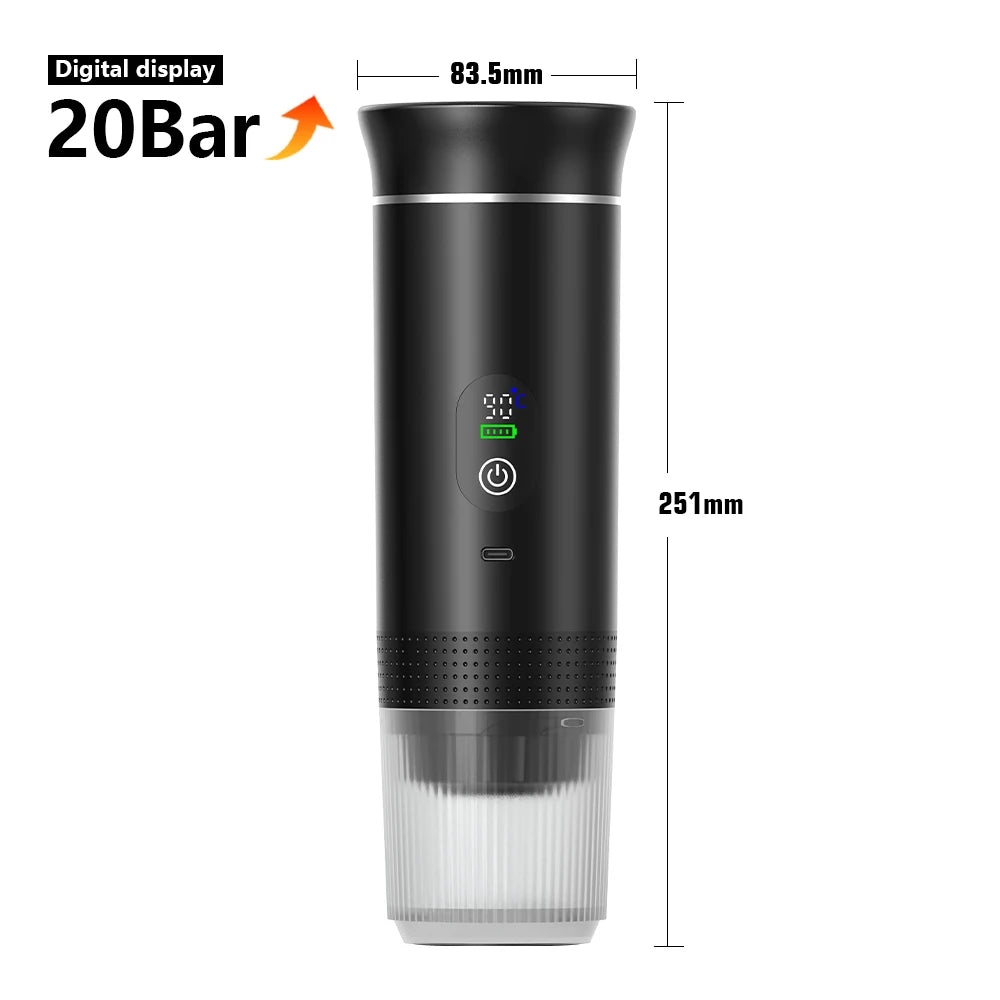 Cafetera Espresso Portátil Inalámbrica 3 en 1 para Cápsulas y Café Molido | Ideal para Auto, Hogar y Camping