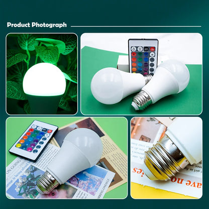 Bombilla LED RGB E27 con Control Remoto – 7W, 16 Colores, Regulable, AC220V